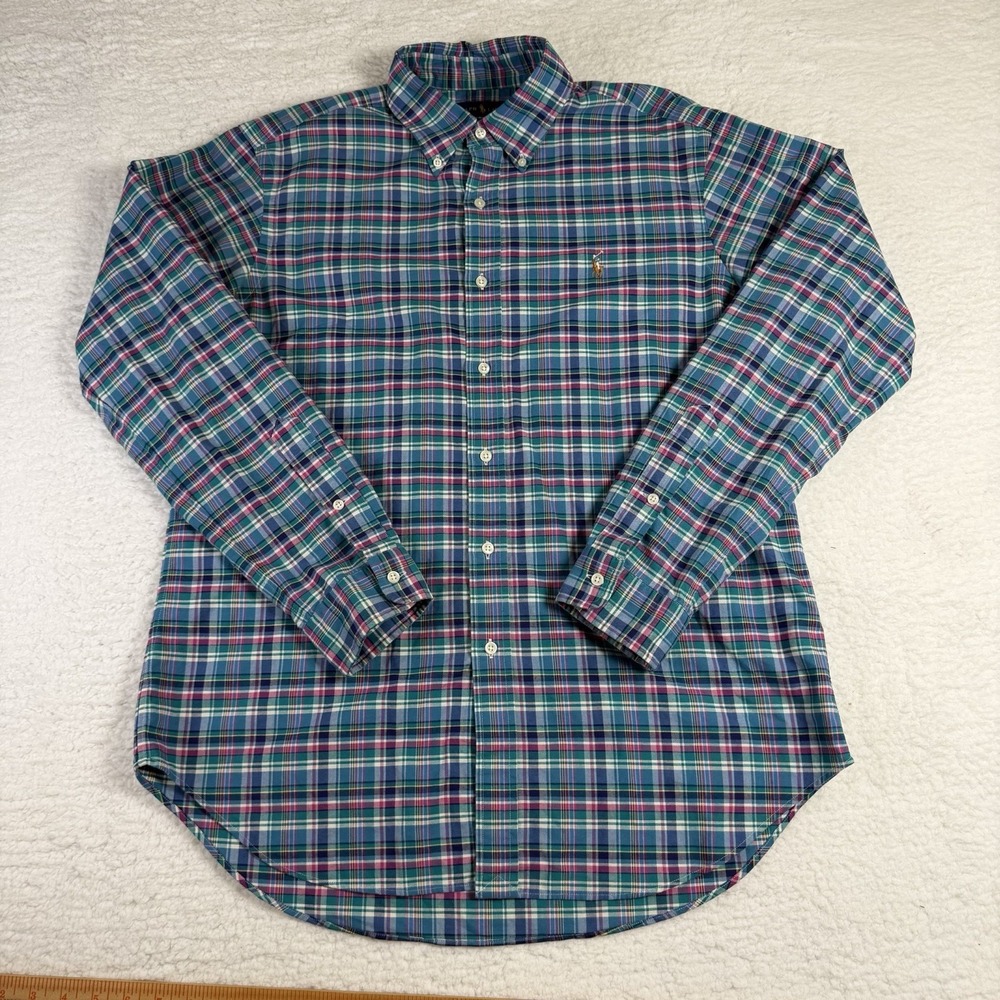 Polo Ralph Lauren Shirt Mens L Classic Fit Plaid Multicolor Pony Button Down